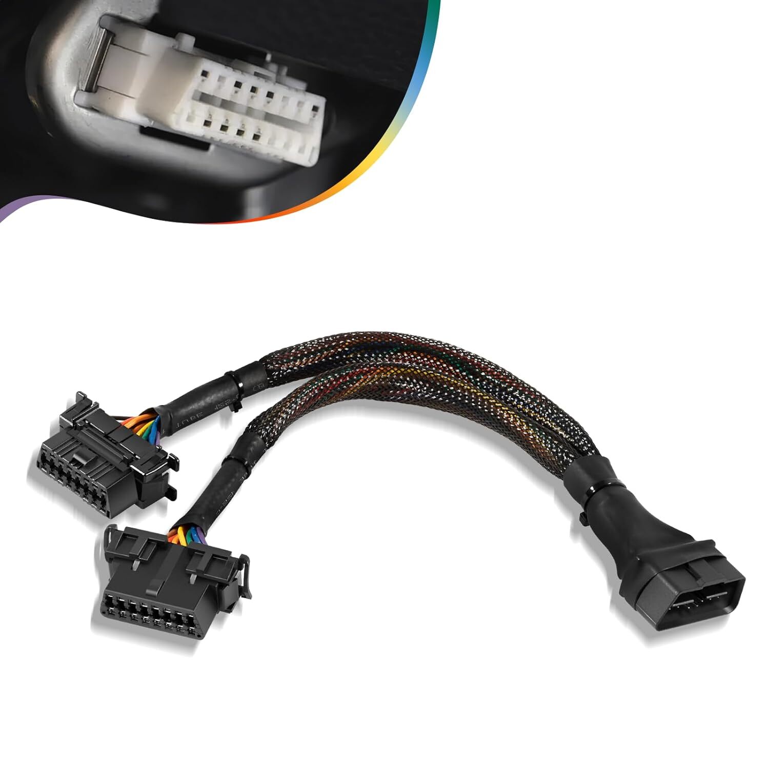 16 Pin OBD II Splitter Extension 1 Male to 2 Female Extension Y Cable Adapter