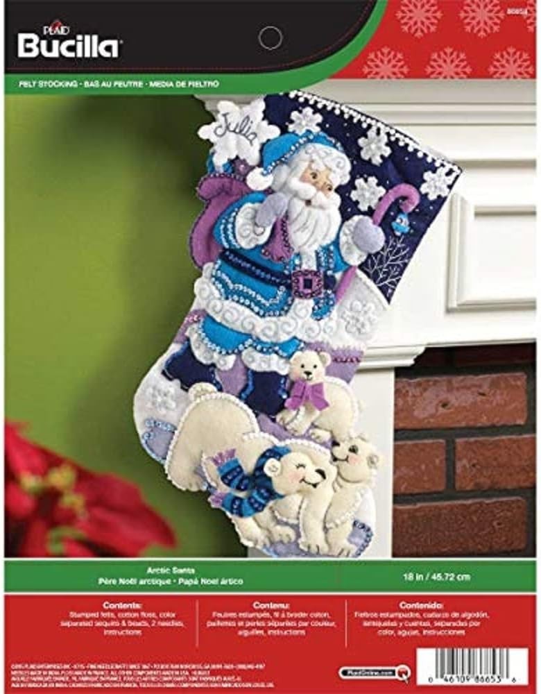 Bucilla Arctic Santa Felt Applique Stocking Kit, 86653 18-Inch
