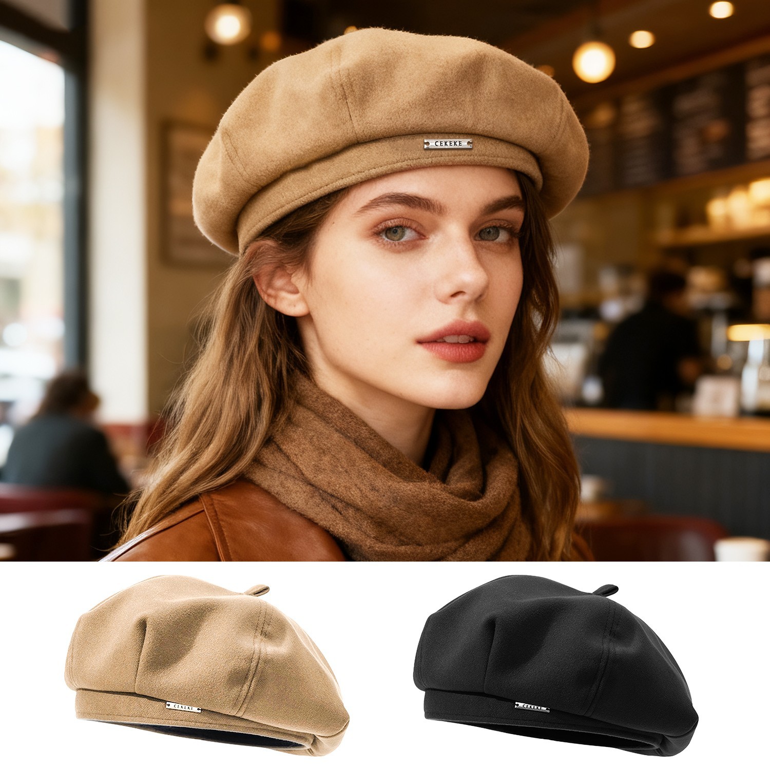 Winter Warm Beret Hat for Women - French Classic Retro Fashion Solid Color Cap U
