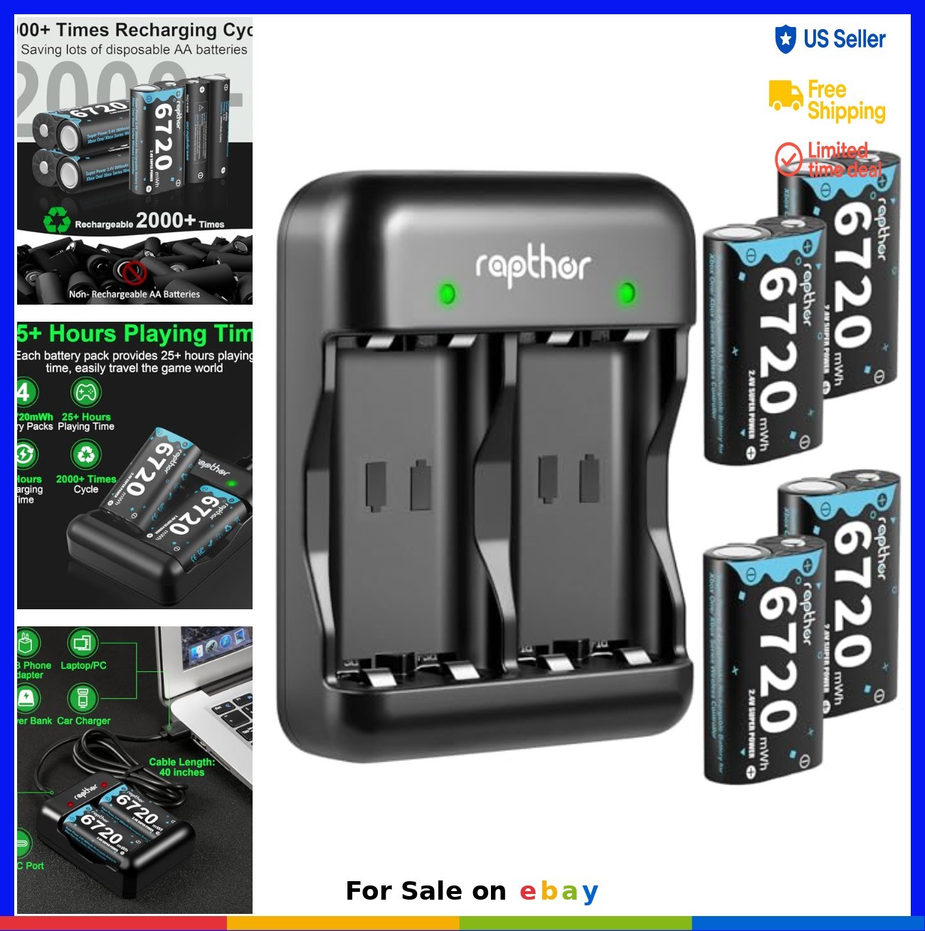 Rechargeable Controller Battery Pack 6720mWh Xbox Series X S One Elite 4 Pack