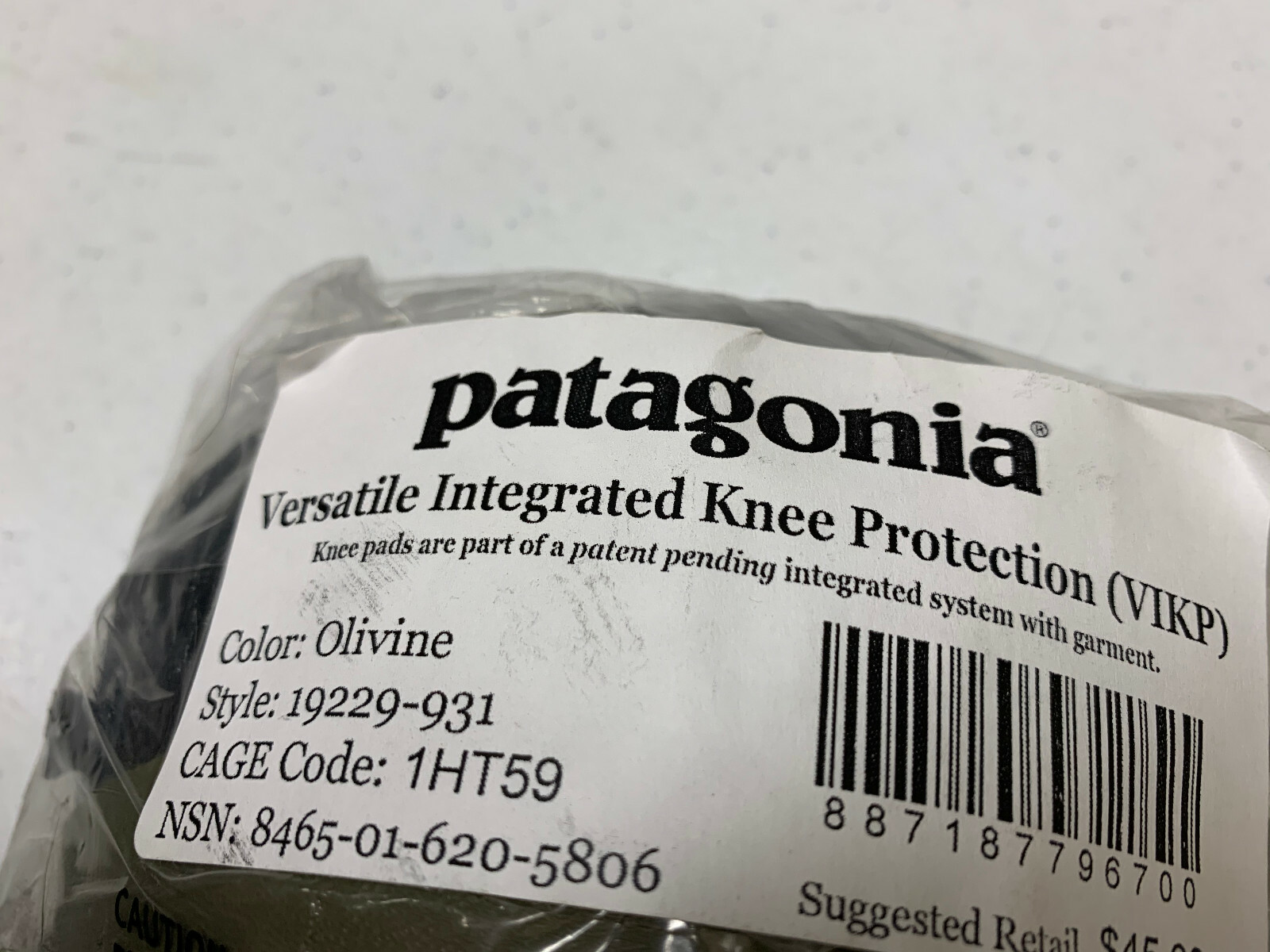 PATAGONIA VIKP VERSATILE INTEGRATED KNEE PROTECTION PADS OLIVINE AOR2 LEVEL 9