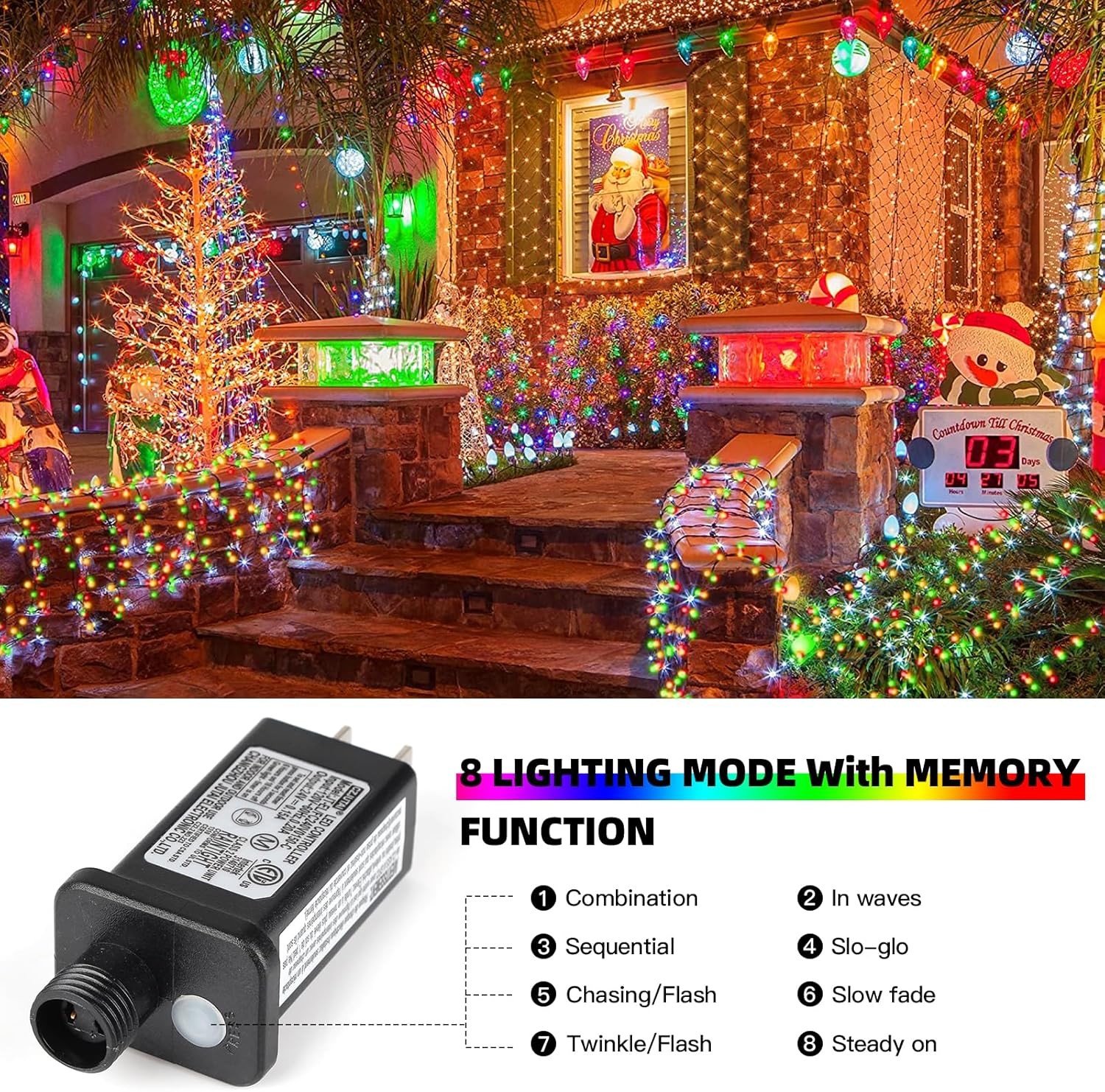 XTF2015 262FT 800 LED Christmas String Lights, 262 FT, Multicolor