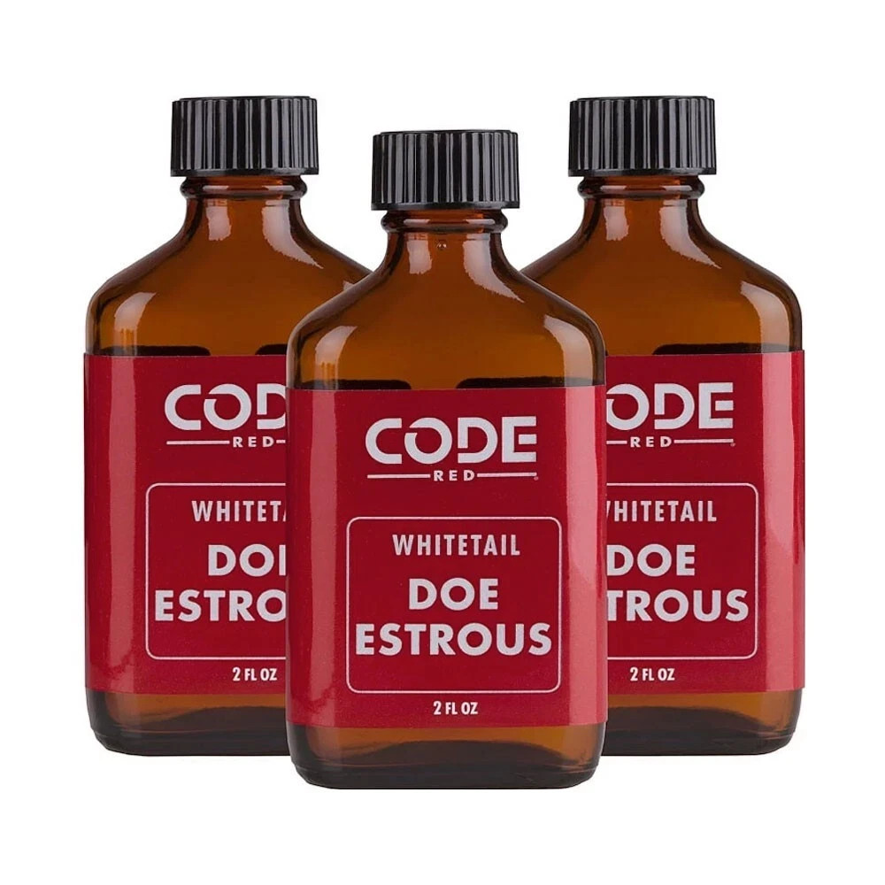 Code Red 3 Pack Attractant Deer Estrous Doe Whitetail 2 Fl Oz Bottles FREE SHIP!
