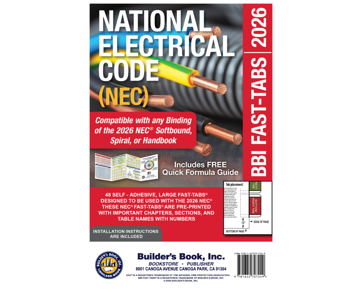 NFPA 70 2026 National Electrical Code NEC Colored Fast-Tabs