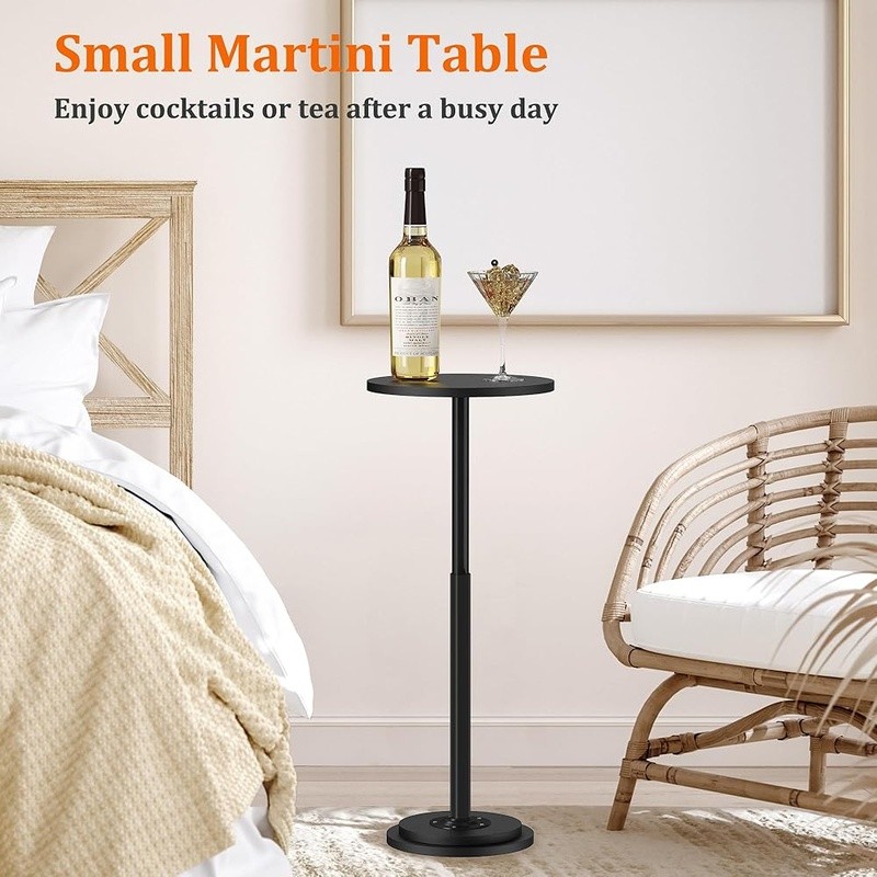 Height Adjustable Side Table Compact Round Drink Table Couch Bed Snack Tray New