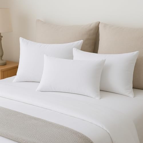 Hypoallergenic Lumbar Pillow Inserts 4 Pack, 12 × 20 Inches – Plush Polyester