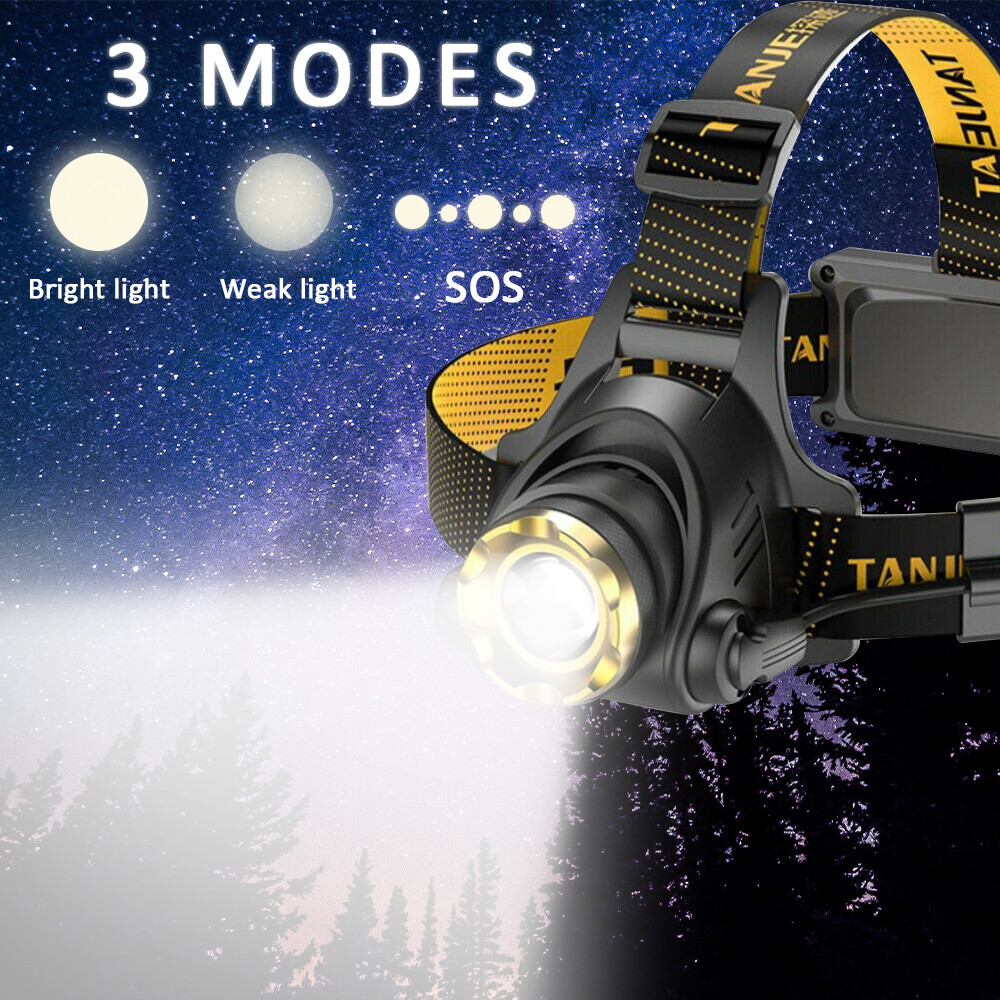 990000LM USB Rechargeable LED Headlamp 3-Modes Outdoor Headlight Lamp+USB Cable