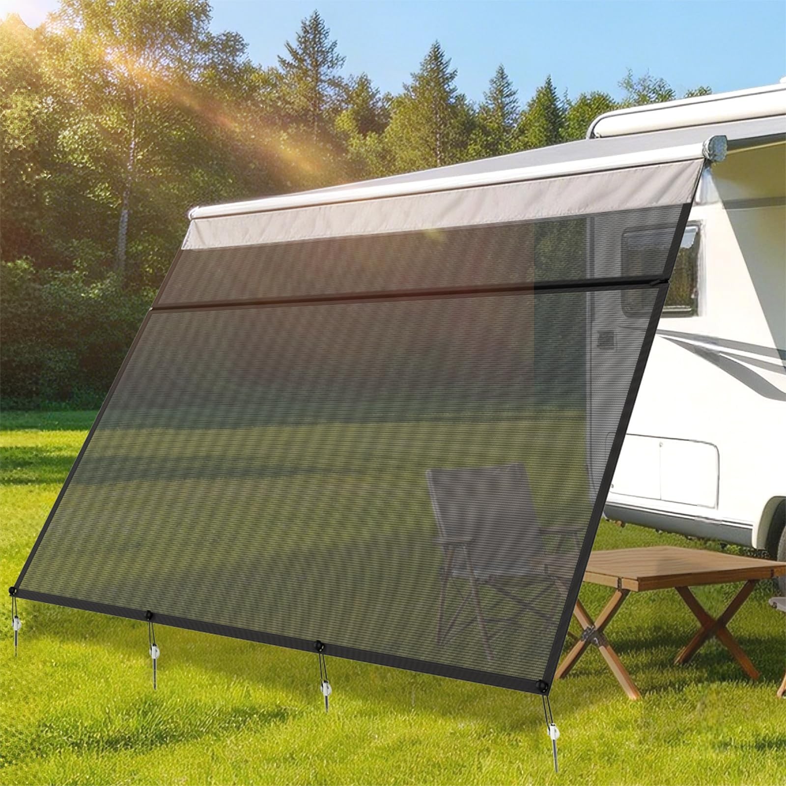 RV Awning Sun Shade Screen 8'x14'3" for 15' Camper, Create Cool Patio with 7....