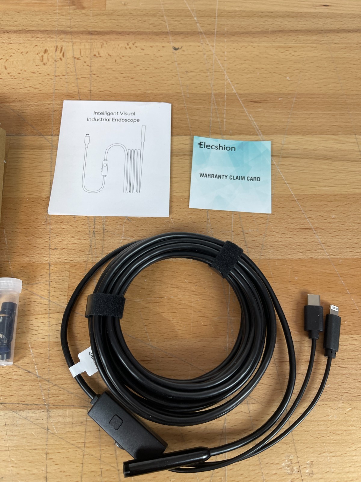Industrial Dual-Lens Endoscope Borescope Camera w/ LED, USB-C & iPhone – 5M Cabl