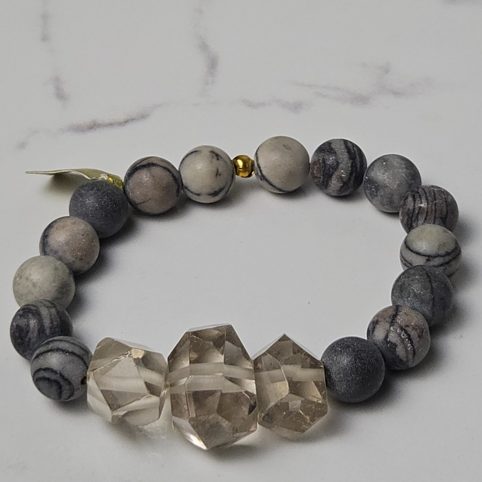 Homemade Stretch Bracelet Agate Beads Large Clear Stones