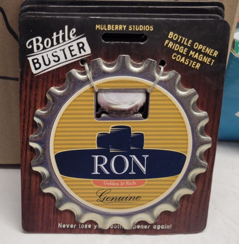 RON PERSONALIZED MULTI GADGET BOTTLE OPENER MAGNET COASTER NEW - U