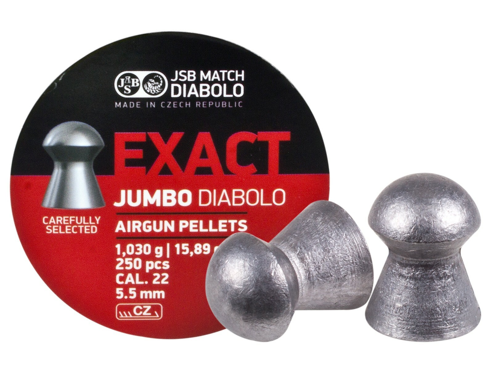 JSB Diabolo Exact Jumbo 22 Cal 15.89 Grains Domed 1000 Count (4 Tins 250)