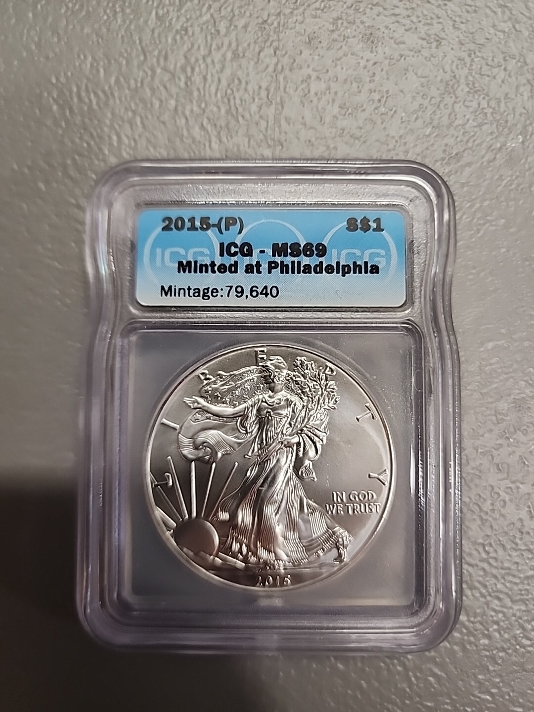 2015 (P) American Silver Eagle Minted at Philadelphia ICG MS69 Mintage 79,640