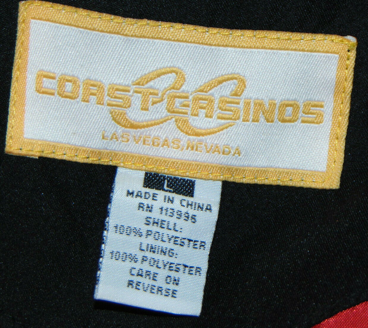 MEN'S 'GOLD COAST' LAS VEGAS CASINO BLACK LIGHTWEIGHT BLACK JACKET! ZIPPER! L