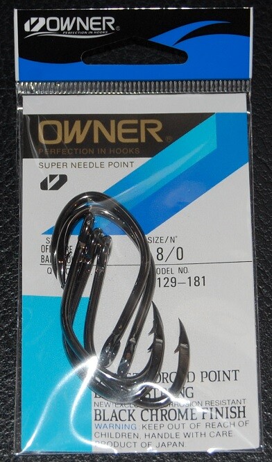 Owner Offshore Hooks 5129-181 Size 8/0 - 5 pack - 2X Strong Live Bait Hooks