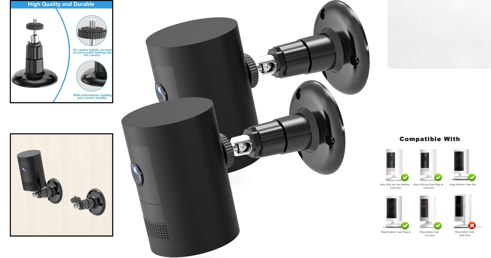 2-Pack Adjustable Wall Mount for R-ing Security Cameras: Effortless Installation