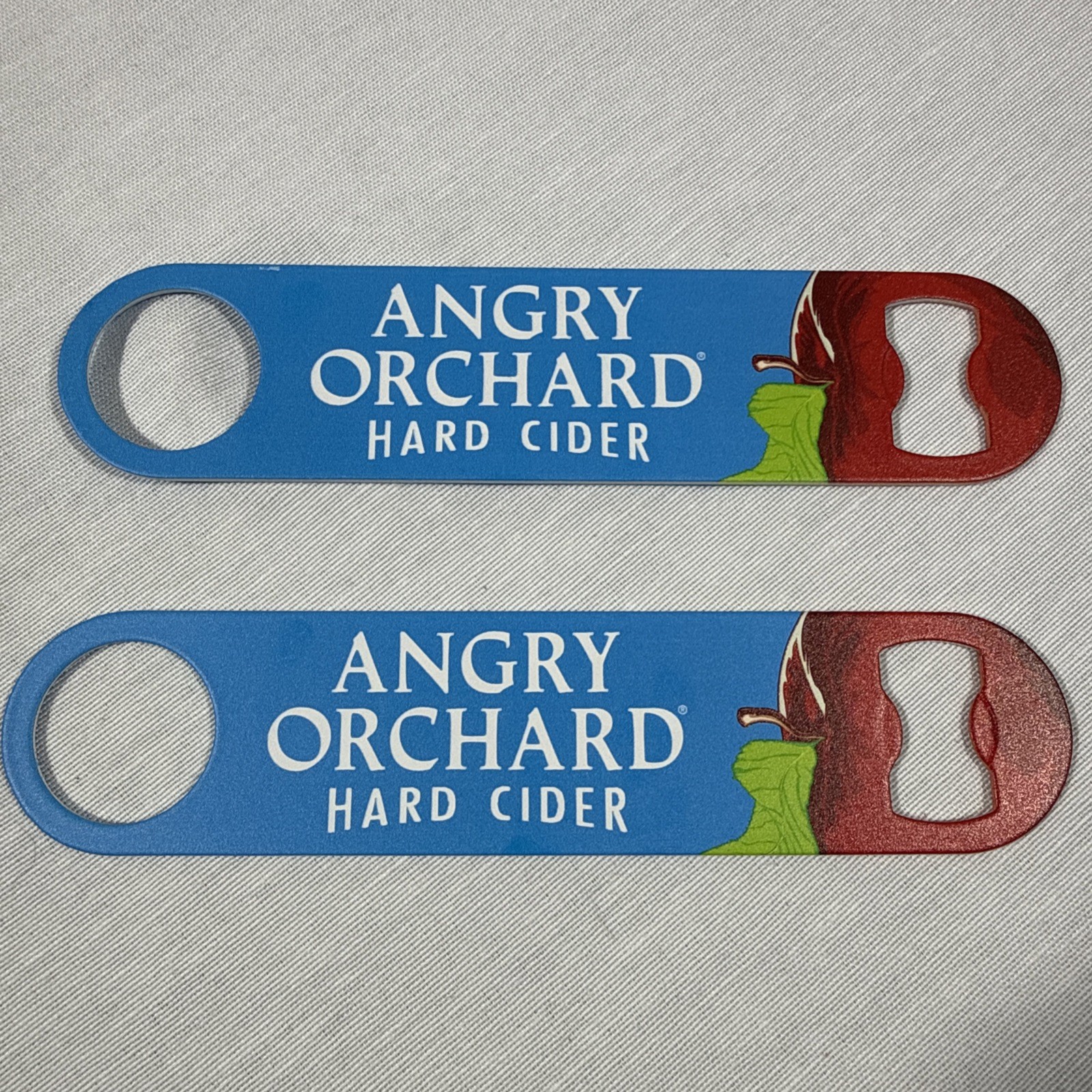 Angry Orchard Bottle Opener Set 2 Blue Hard Cider Bar Beer Cave Metal Opener 7"