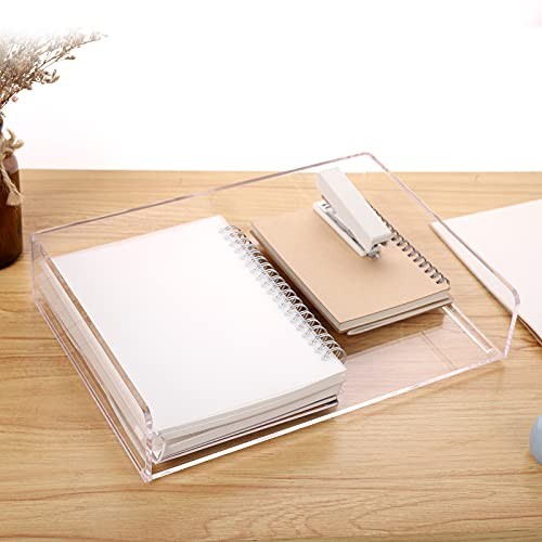 Acrylic Stackable Letter Tray Desk Organizer Horizontal Letter Tray, 2-Pack
