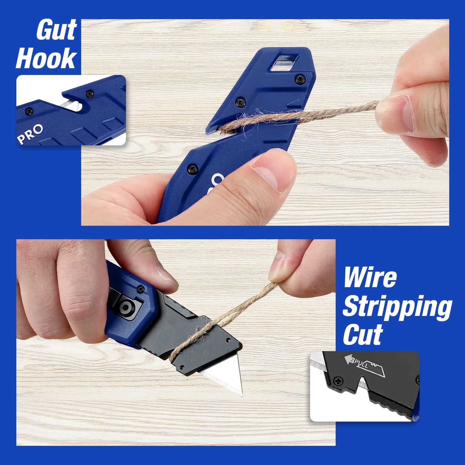 WORKPRO Utility Knife Folding Box Cutter Wire Stripper Gut Hook Nylon Handle NEW