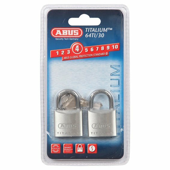 ABUS 30mm Titalium Padlock-PADLOCKS KEYED ALIKE X 2 Free Postage-64TI30TWINSC