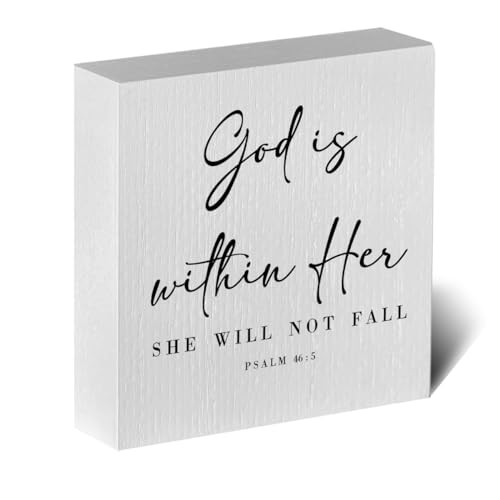 God Is Within Her Bible Verse Artwork Wooden Box Sign Rustic Farmhouse White145