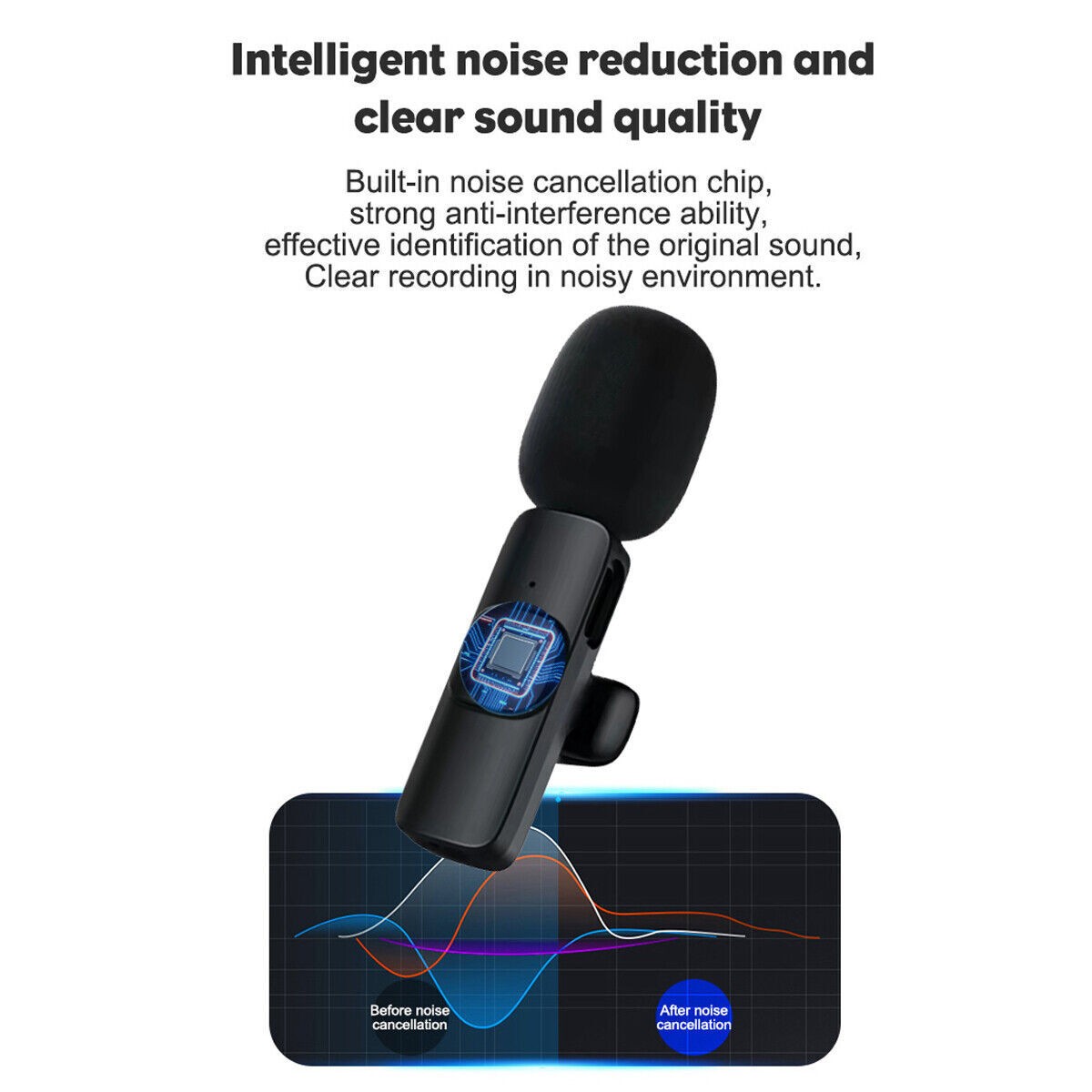 Wireless Lavalier Microphone Mic Audio Video Recording For Android iPhone 16,17