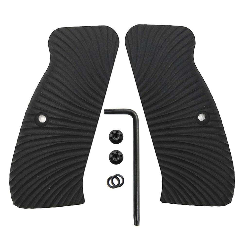 Cool Hand G10 Grips for CZ 75 Full Size, Sunburst Texture, Black, Black