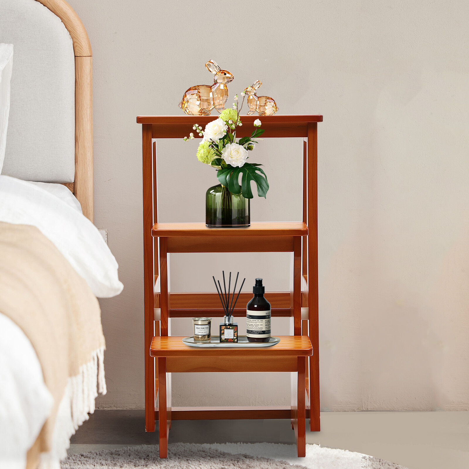 3-Step Folding Library Ladder Chair, Portable Multifunctional Step Stool