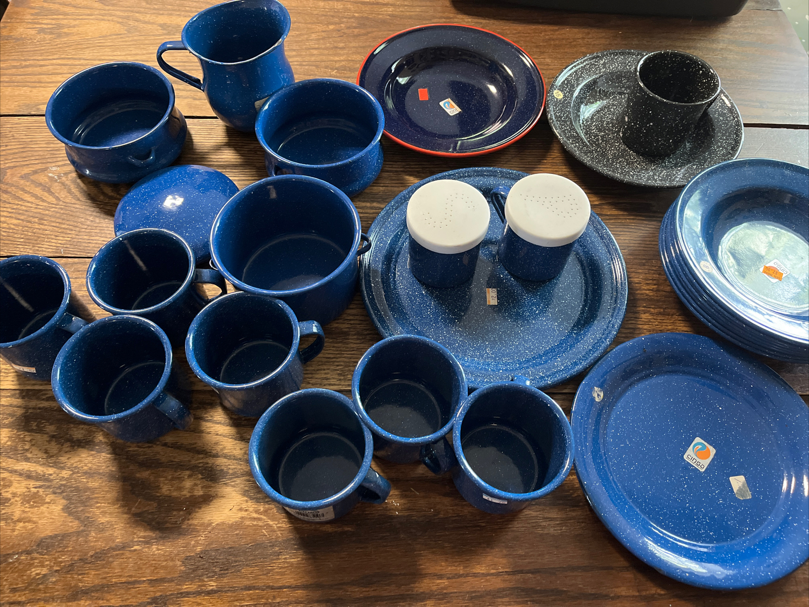 Lot 27 PCs Cinsa Enamelware Plates Bowls S&P Cups Camping Farmhouse Mexico NEW!