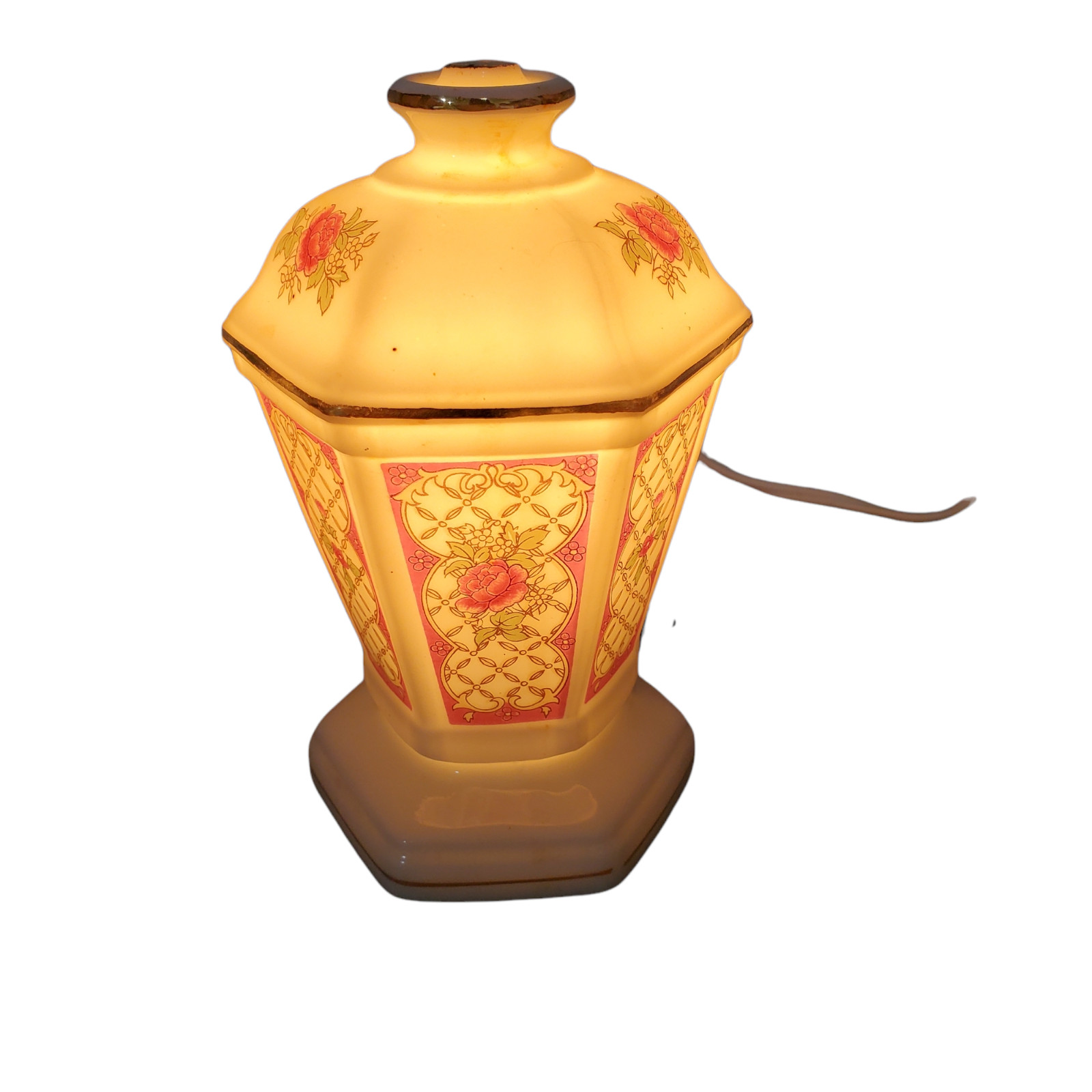 IW Rice Co Portable Lamp NIGHT LIGHT Flowers Made in Japan PERFUME SCENTER 5.25"