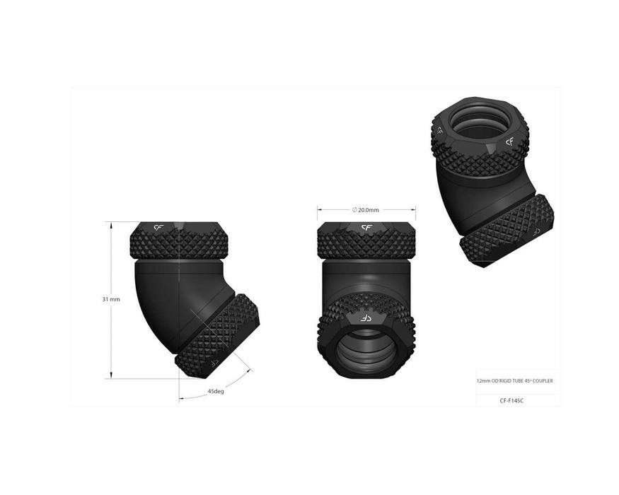 CoolForce 45 Degree Angled Coupler for 12mm Hard Tube