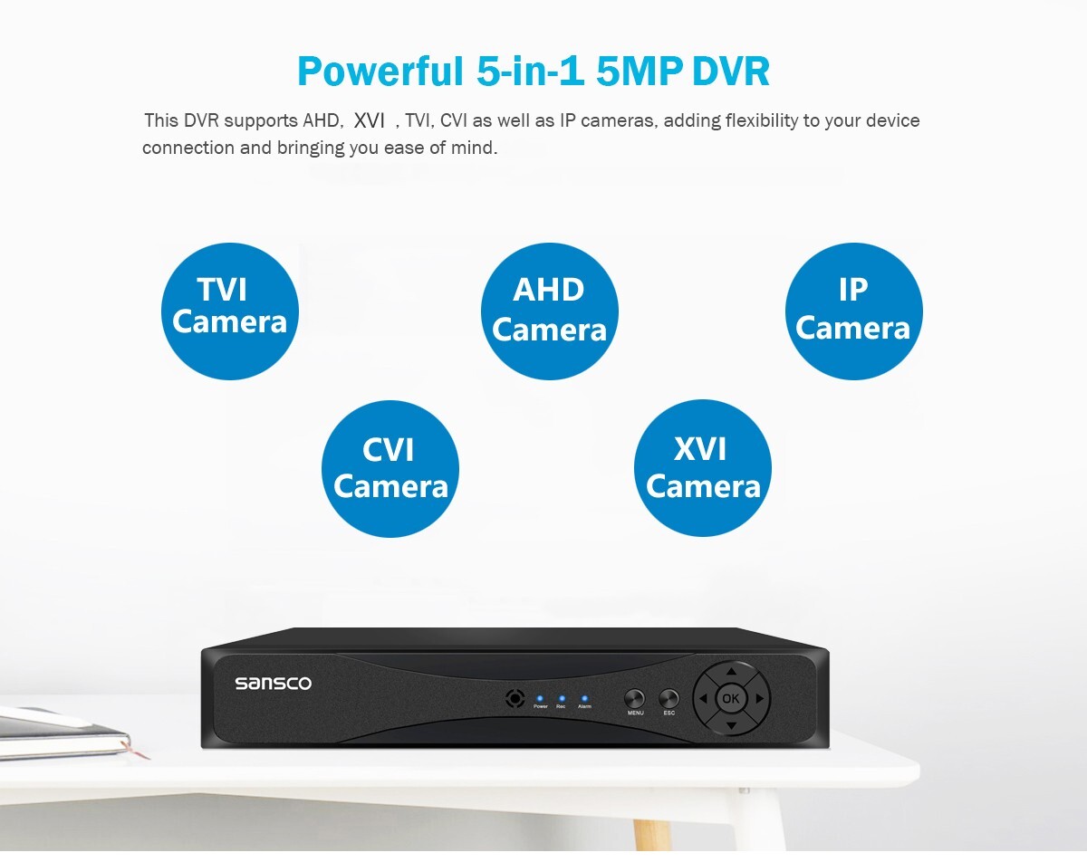 5MP DVR Outdoor Wired CCTV Security Camera System 5MP Dome Waterproof Camera