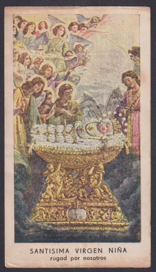 Holy card antique de la Virgin Niña santino image pieuses estampa
