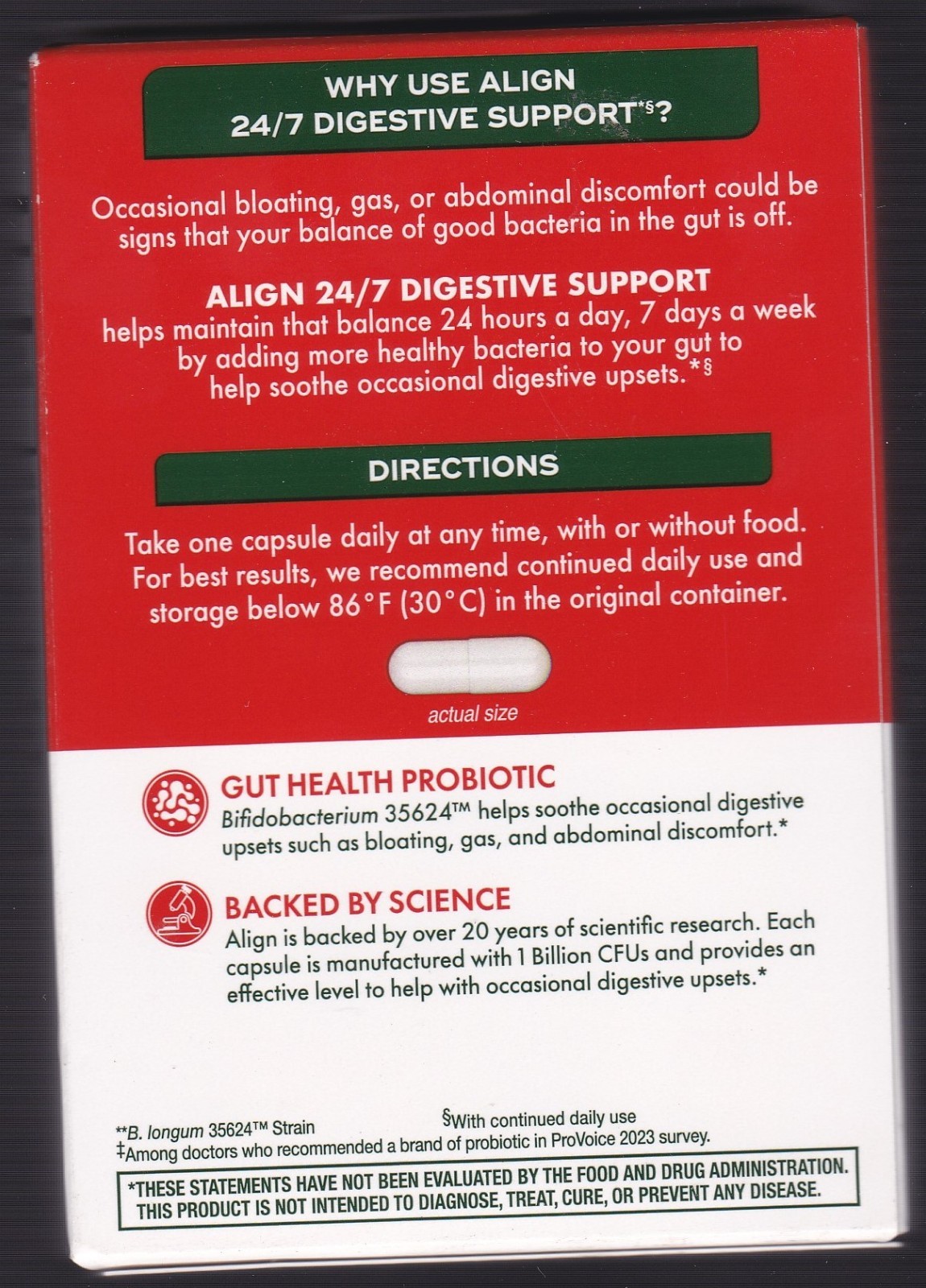 Align 24/7 Digestive Support Probiotic Supplement 14 Capsules EXP 10/2027