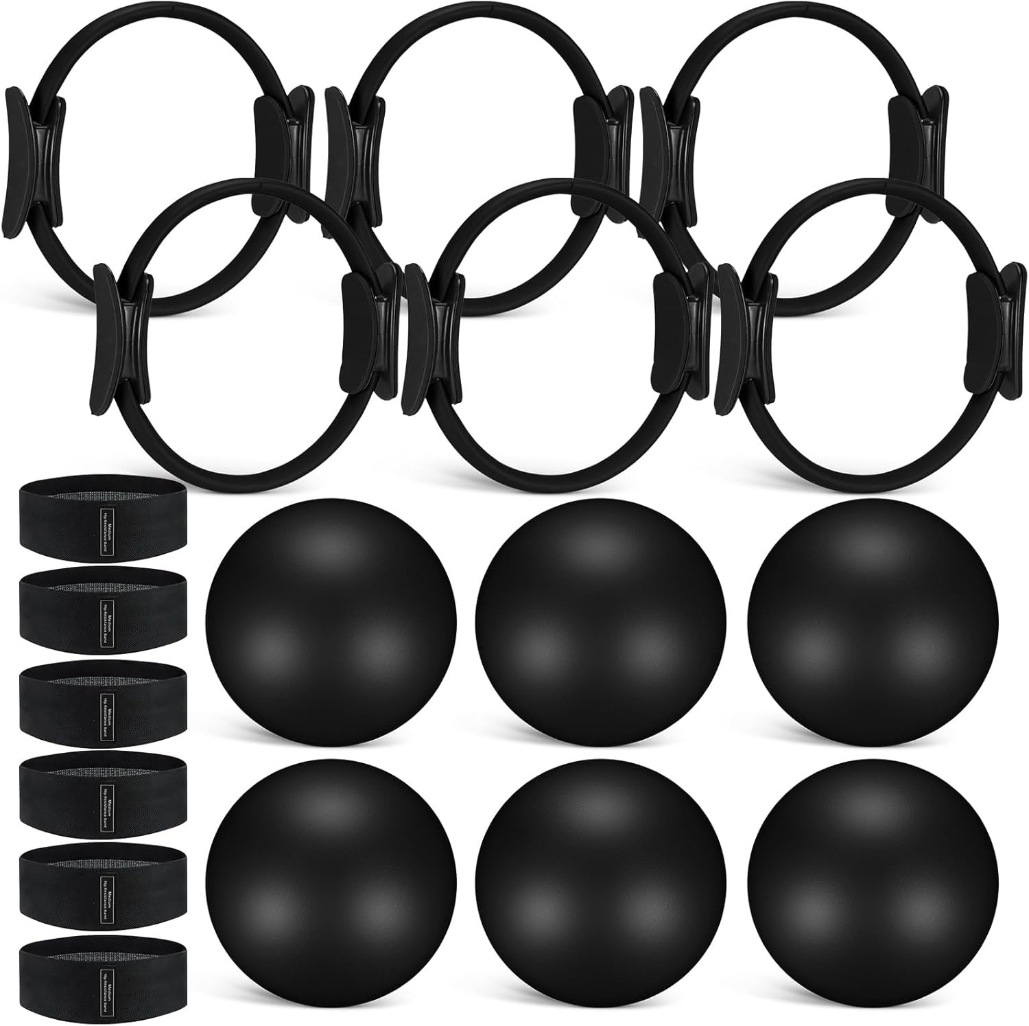18 Pcs Pilates Ring and Ball Set with Resistance Bands Home Workout Pilates Equi