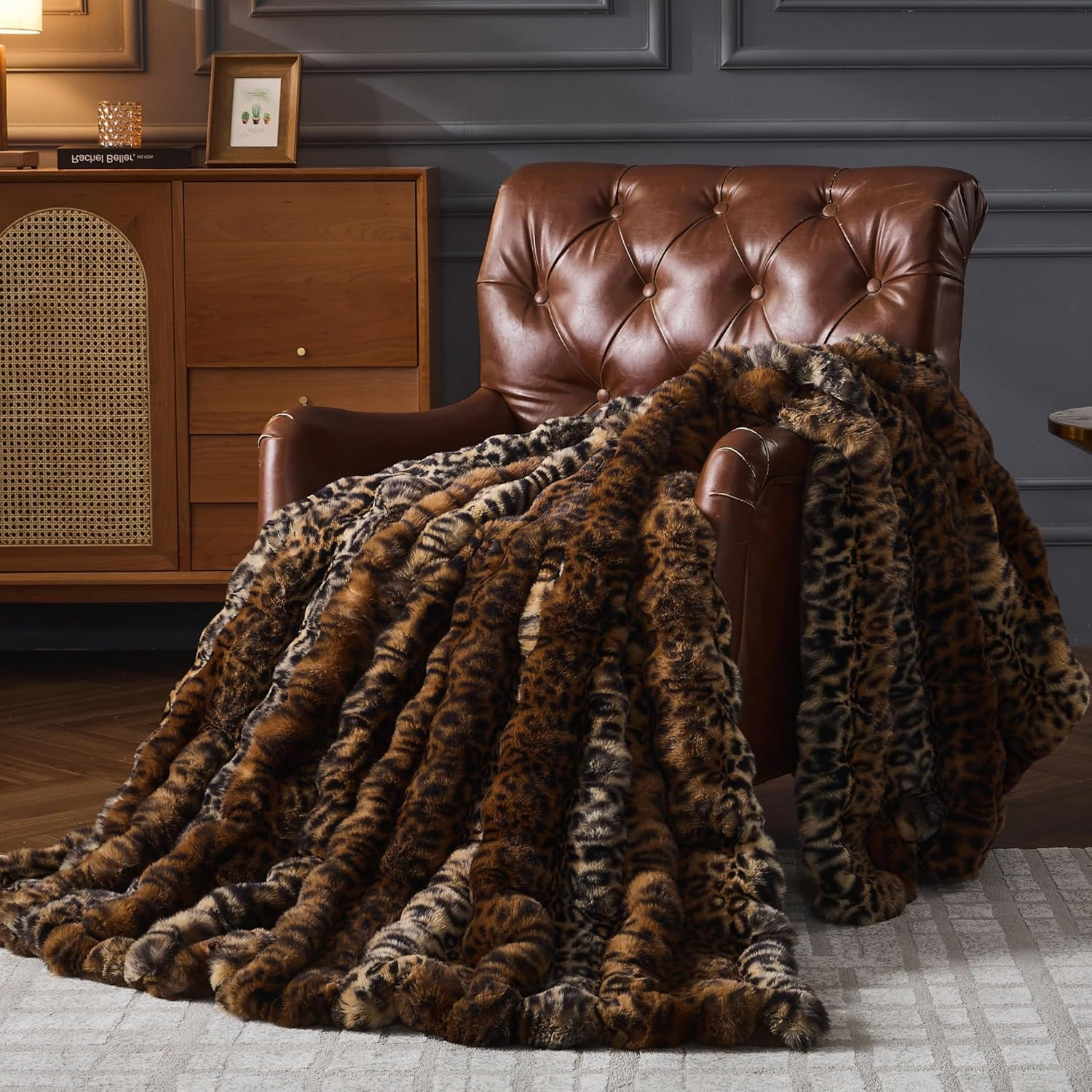 Cozy Cheetah Print Faux Fur Blanket - Soft Plush Throw for Couch & Bed 63"x79