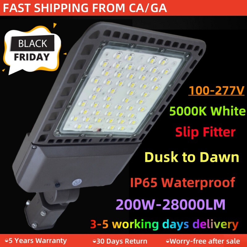 200W LED Parking Lot Light 28000LM Commercial Outdoor Shoebox Street Area Lamp