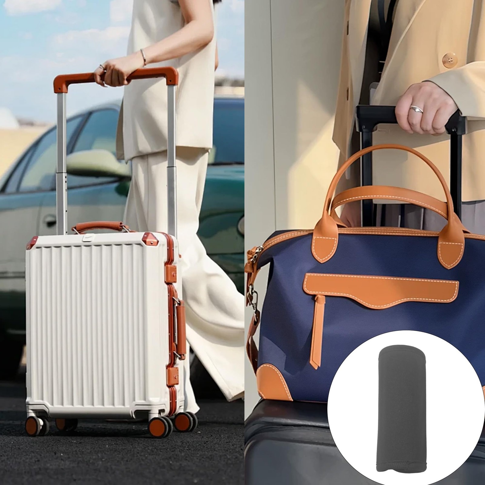 2PCS Soft Luggage Handle Wraps, Travel Suitcase Handle Cover Identifier Tags ...