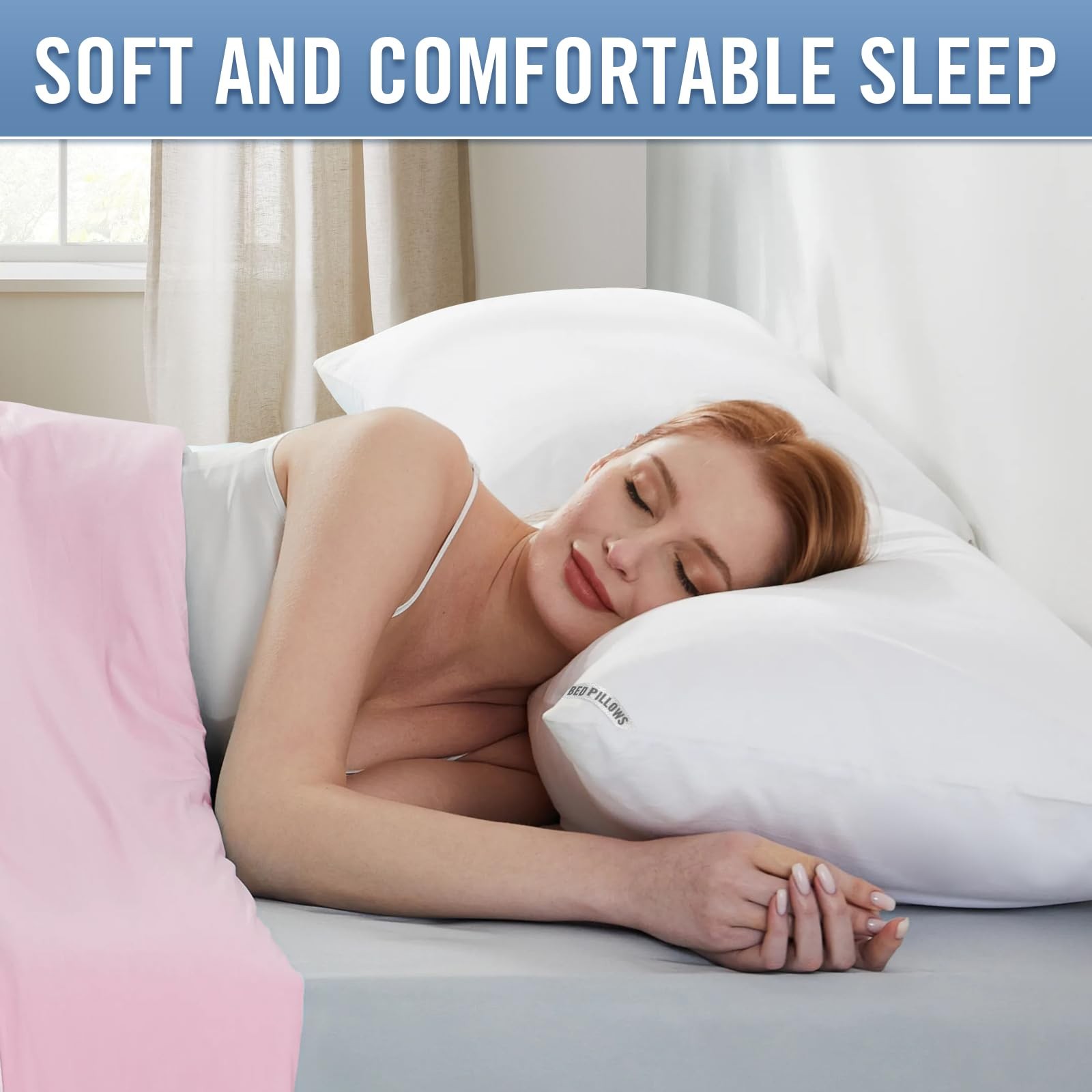 2 Pack Luxury Hotel Bed Pillows King Size Down Alternative Back Stomach Side