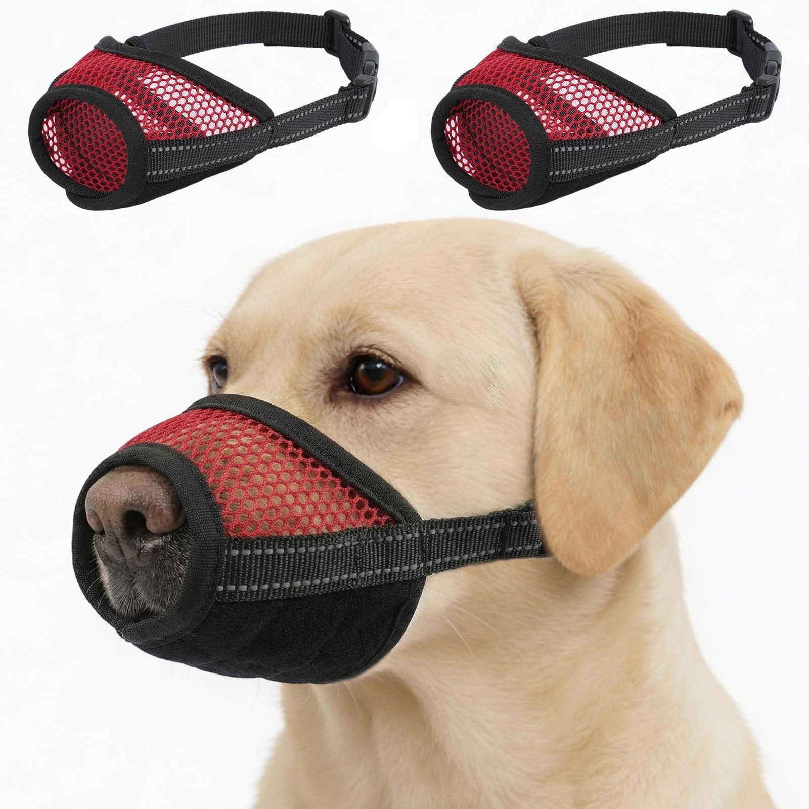 Dog Muzzle,2 Pack Soft Mesh Muzzle for Small Medium Large Dogs for Scavenging...
