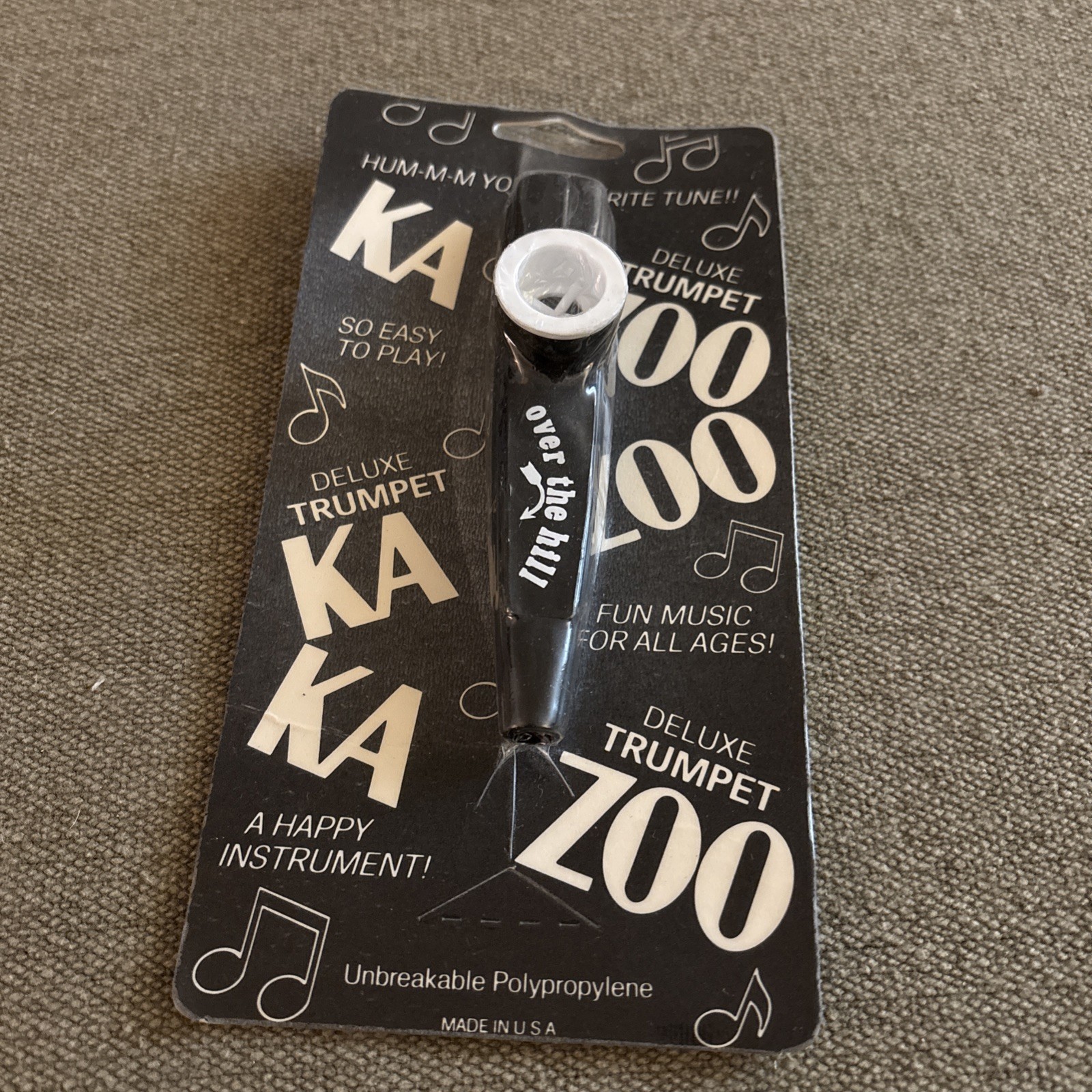 Vintage Kazoo Musical Hum-m Tune Black & White Deluxe Trumpet. USA. Unbreakable!