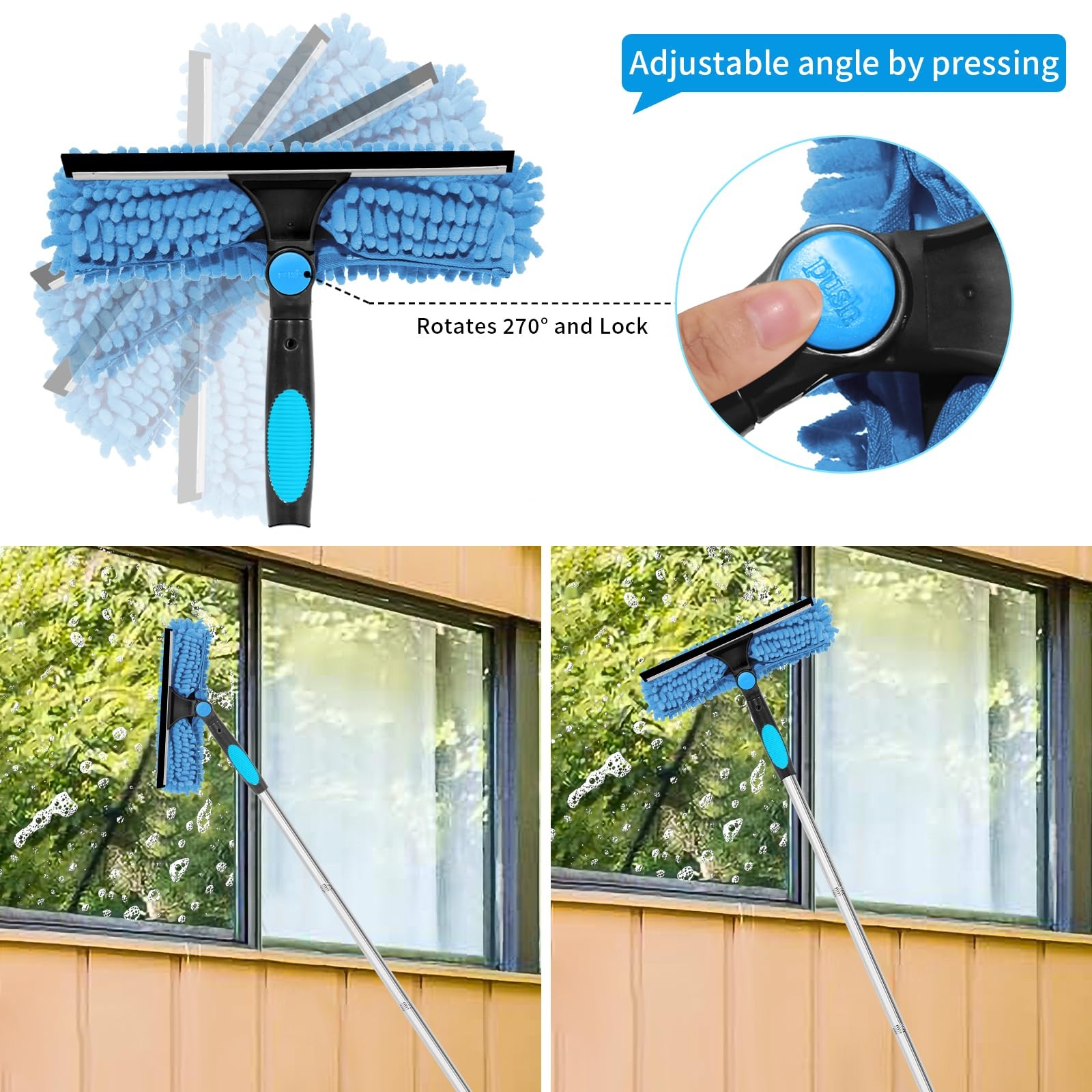 Professional 72'' Window Squeegee Cleaning Washing Tool/Kit 11.5" x 72", Blue