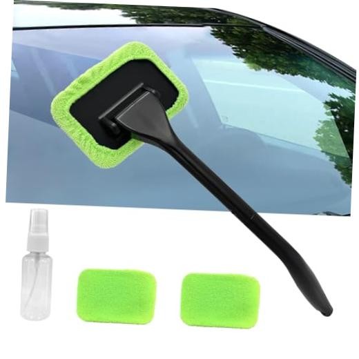 Car Windshield Cleaning Tool, Car Window Cleaner with Detachable Handle & 2