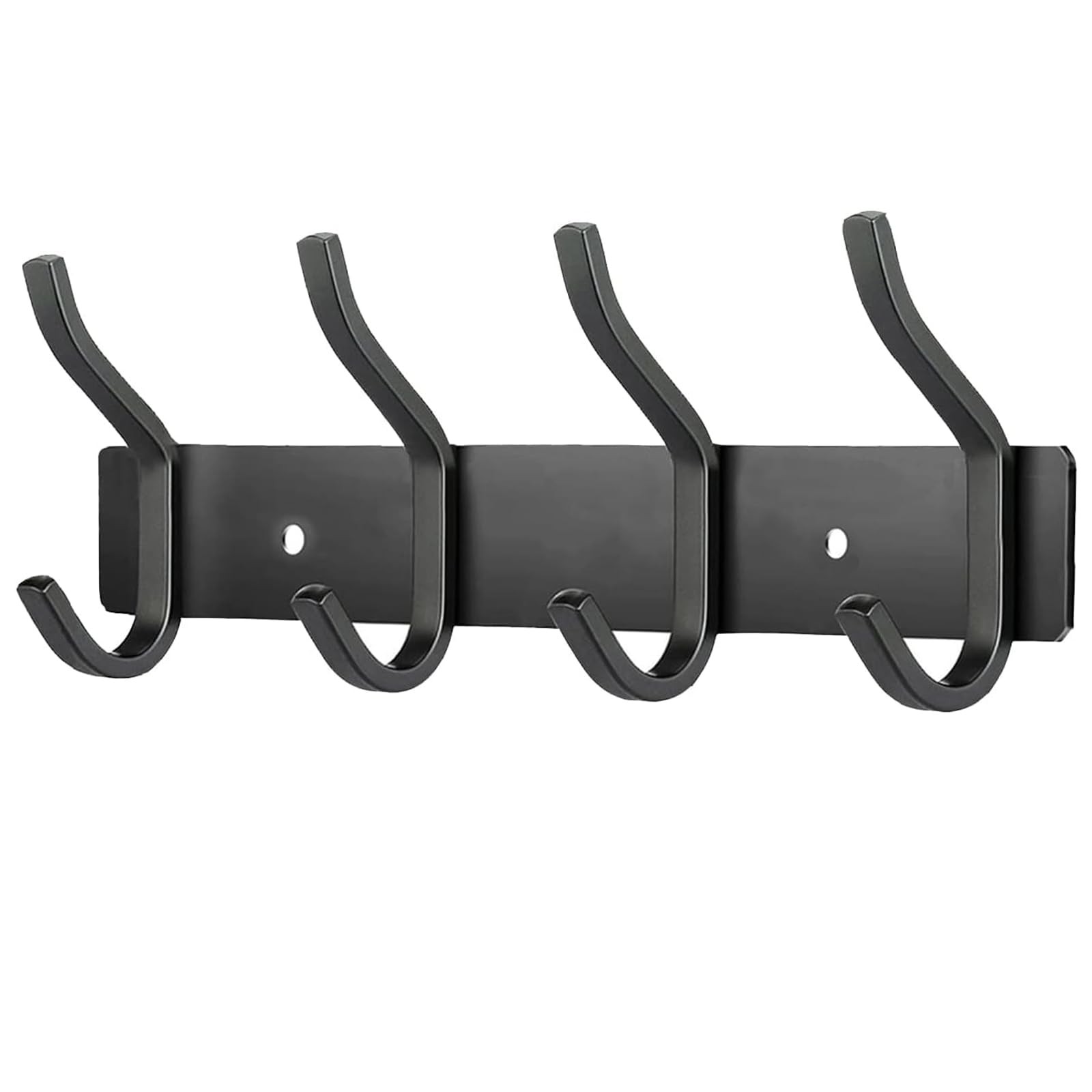 12 Inch Coat Rack Wall Mount with 4 Hooks, Black Wall Hook Rack