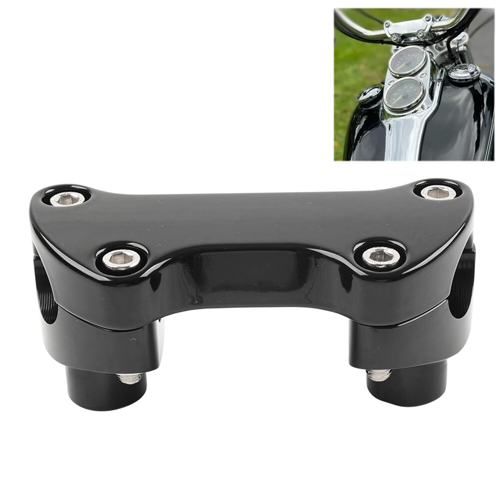2" Handlebar Riser& Top Clamp Fit Harley Dyna Softail Sportster Street bob Black