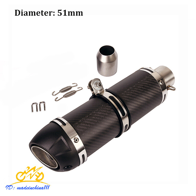 Carbon Fiber Exhaust Muffler Silencer Universal 51mm For Motorcycle Street Bike