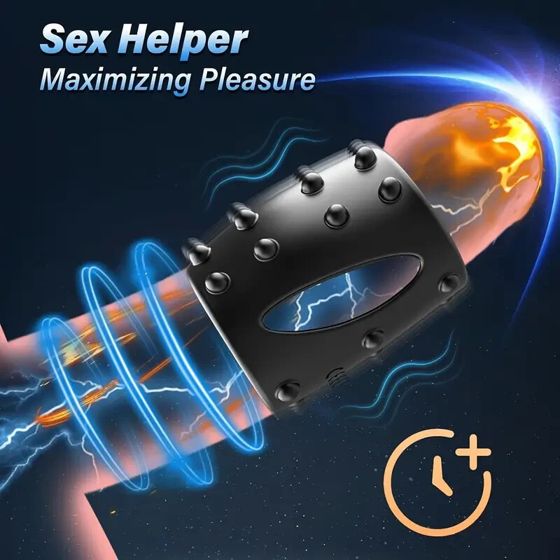 Male Vibrating Penis Extender Sleeve Cock Ring Vibrator Extension Men Couple US