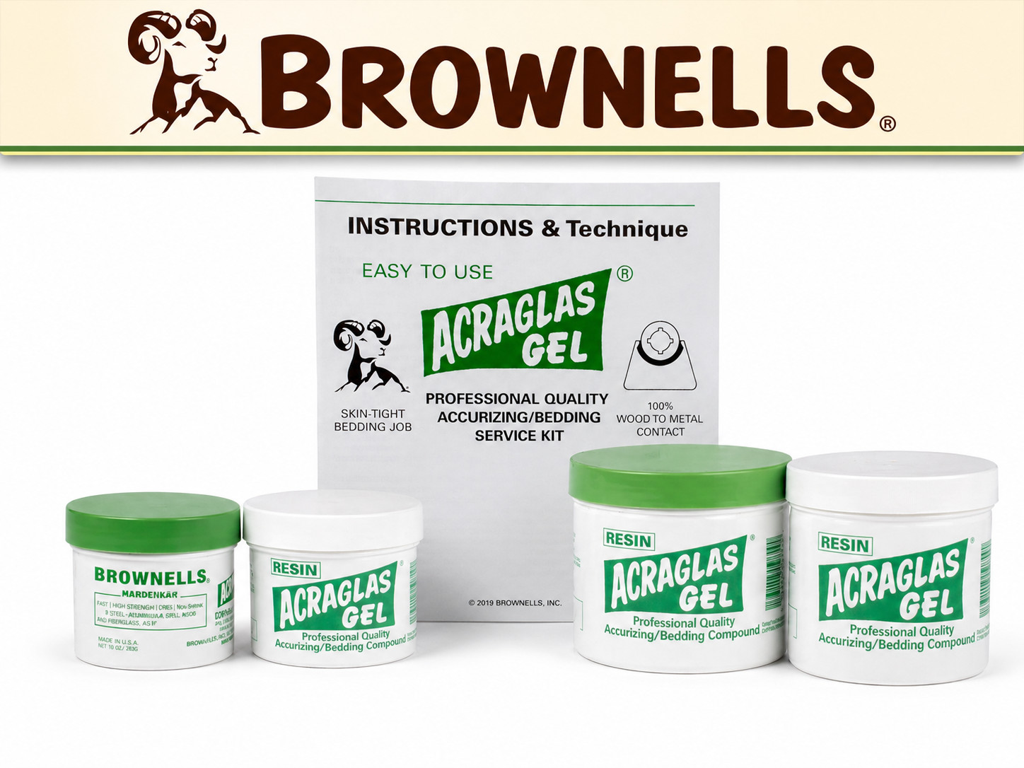 Brownells Acraglas Gel Kits 2oz or 8oz Resin & Hardener Bedding Epoxy