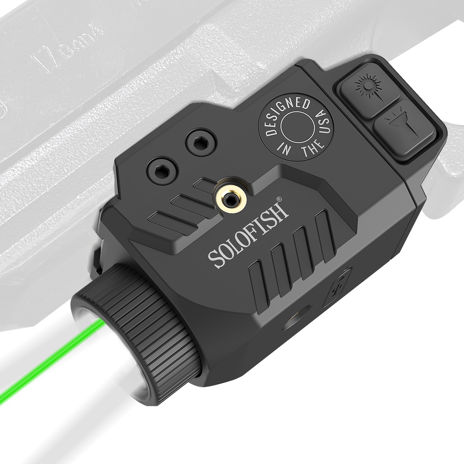 SOLOFISH 800lm Flashlight & Red/Green/Blue Laser Sight Combo Pistol Rechargeable