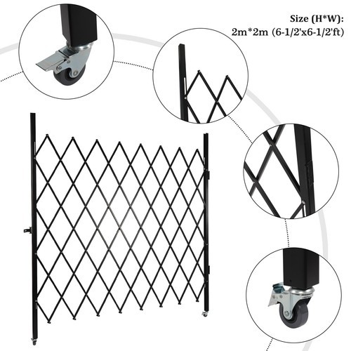 Folding Security Gate 7.2ft x 6.5ft Wall Mount Single Folding Door Scissor Gate